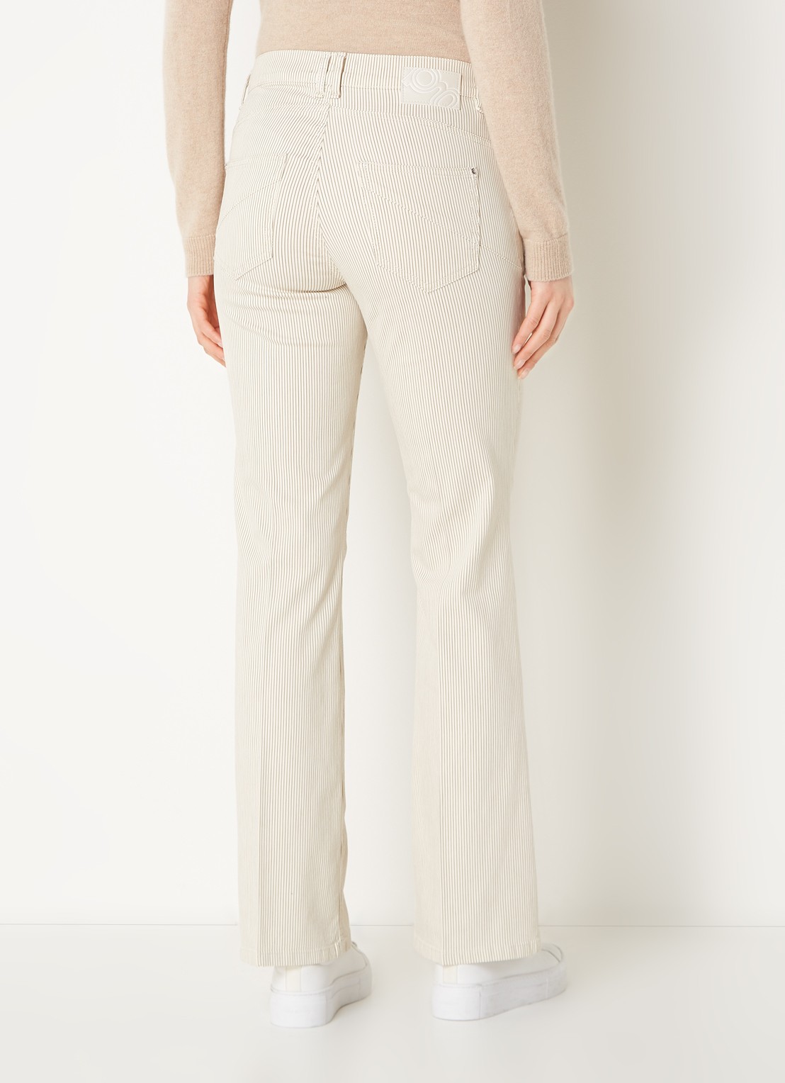 Gardeur Mid waist flared jeans met streepprint - achterkant 5 zand