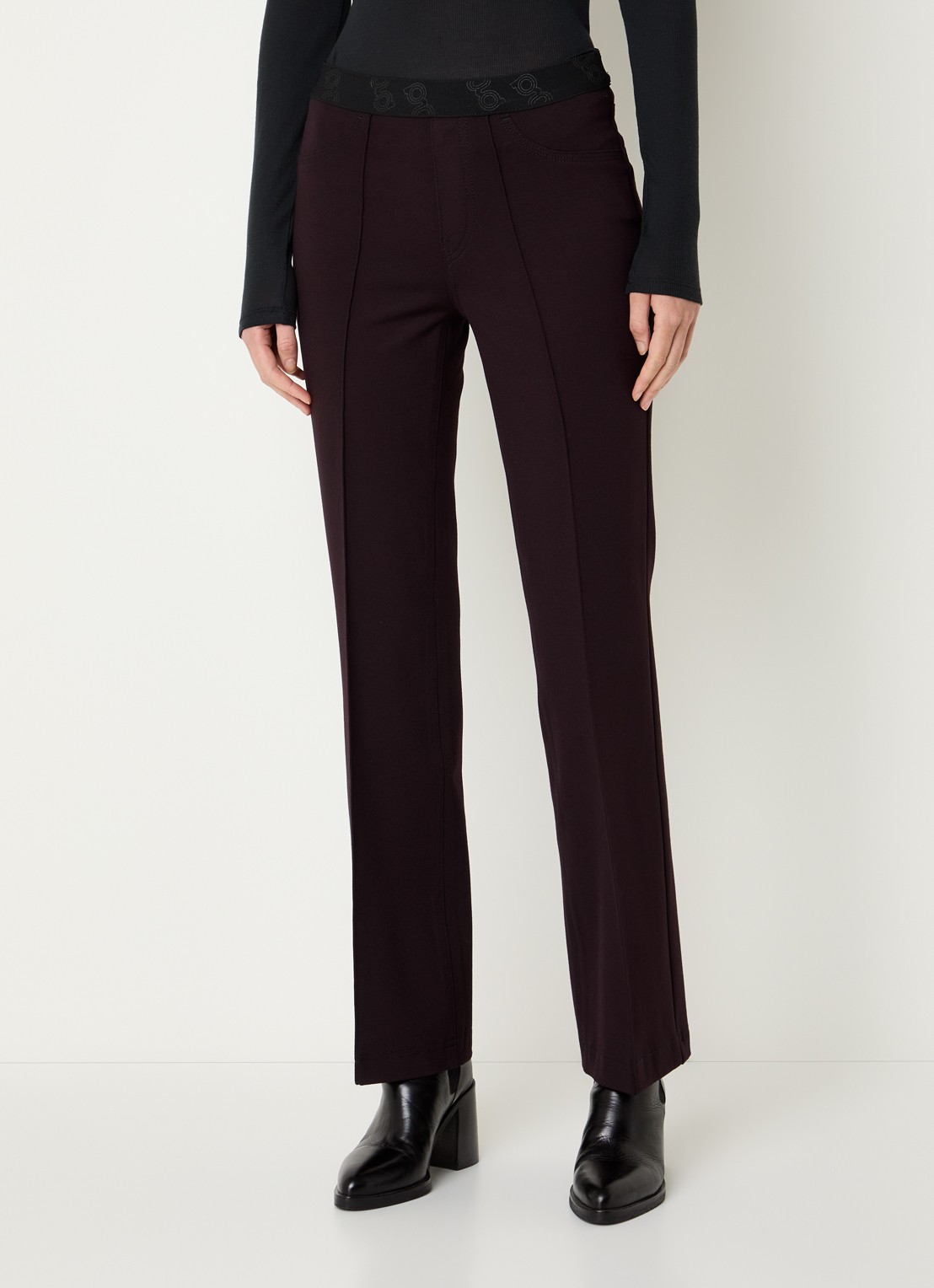 Gardeur Mid waist flared pantalon met stretch - detail 4 aubergine