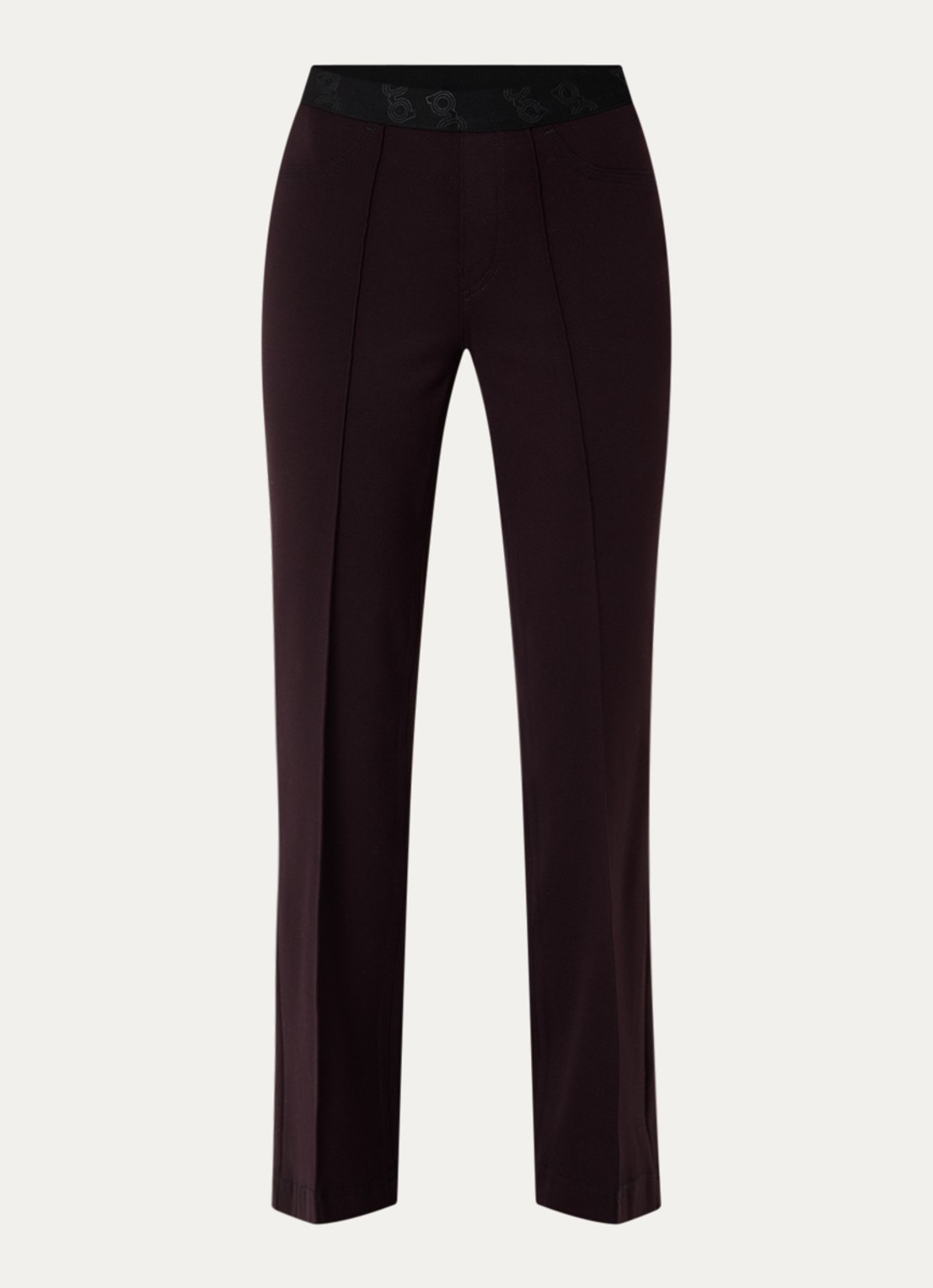 Gardeur Mid waist flared pantalon met stretch - voorkant 2 aubergine