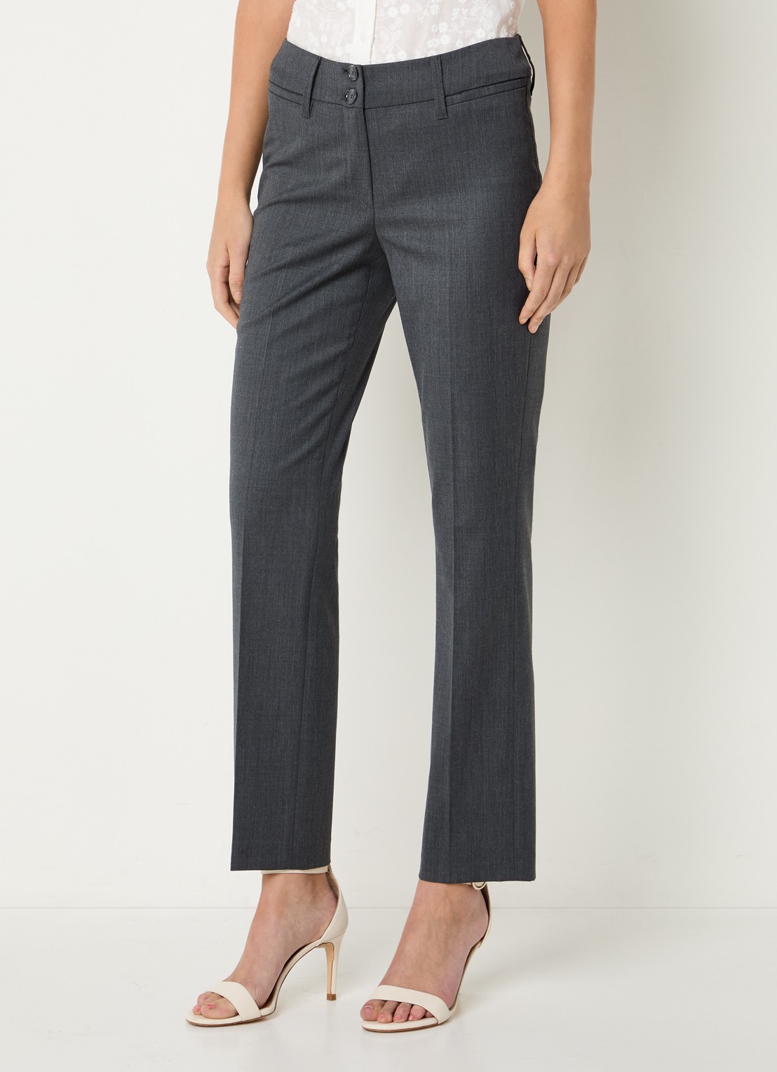 Gardeur Mid waist straight fit pantalon in wolblend - detail 2 donkergrijs