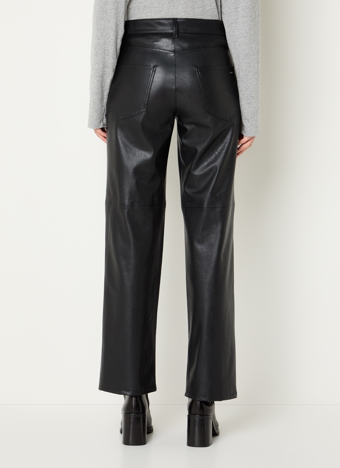 Gardeur Mid waist straight leg broek van imitatieleer - achterkant 5 zwart