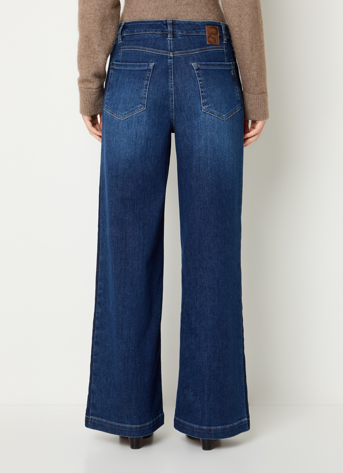 Gardeur Mid waist wide fit jeans met donkere wassing - achterkant 3 indigo
