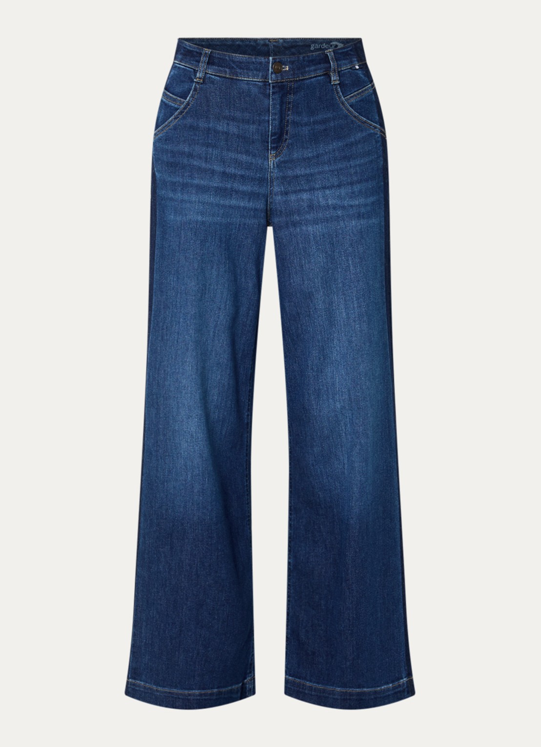 Gardeur Mid waist wide fit jeans met donkere wassing - voorkant 4 indigo