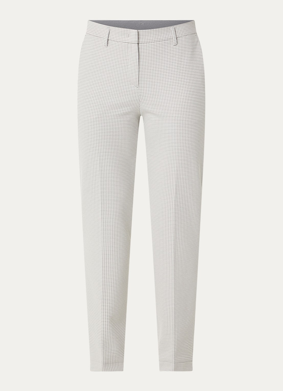 Gardeur Zigarette mid waist tapered pantalon met pied-de-poule dessin - voorkant lichtgrijs