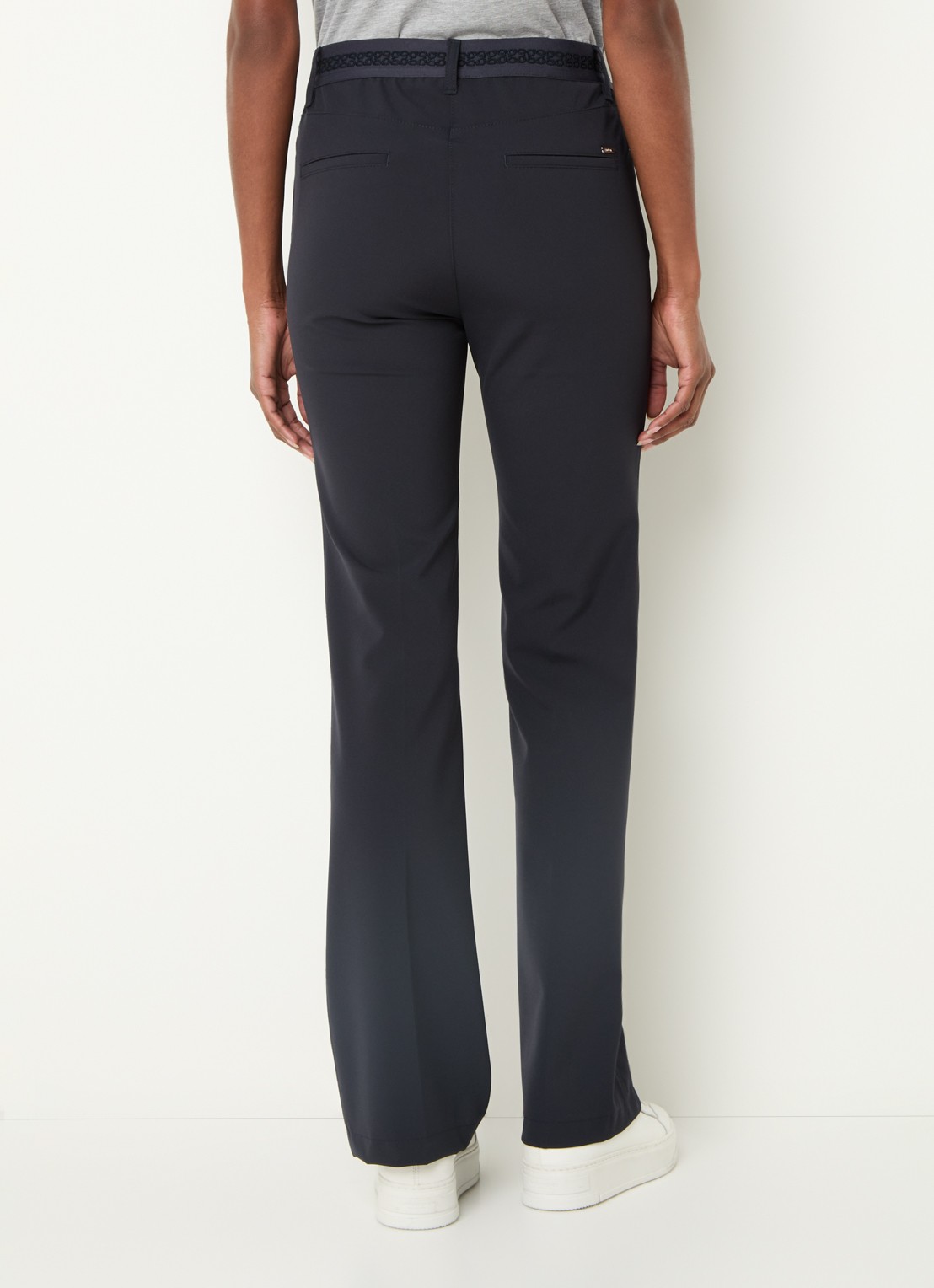 Gardeur Zilla high waist slim fit broek met steekzakken - achterkant donkerblauw