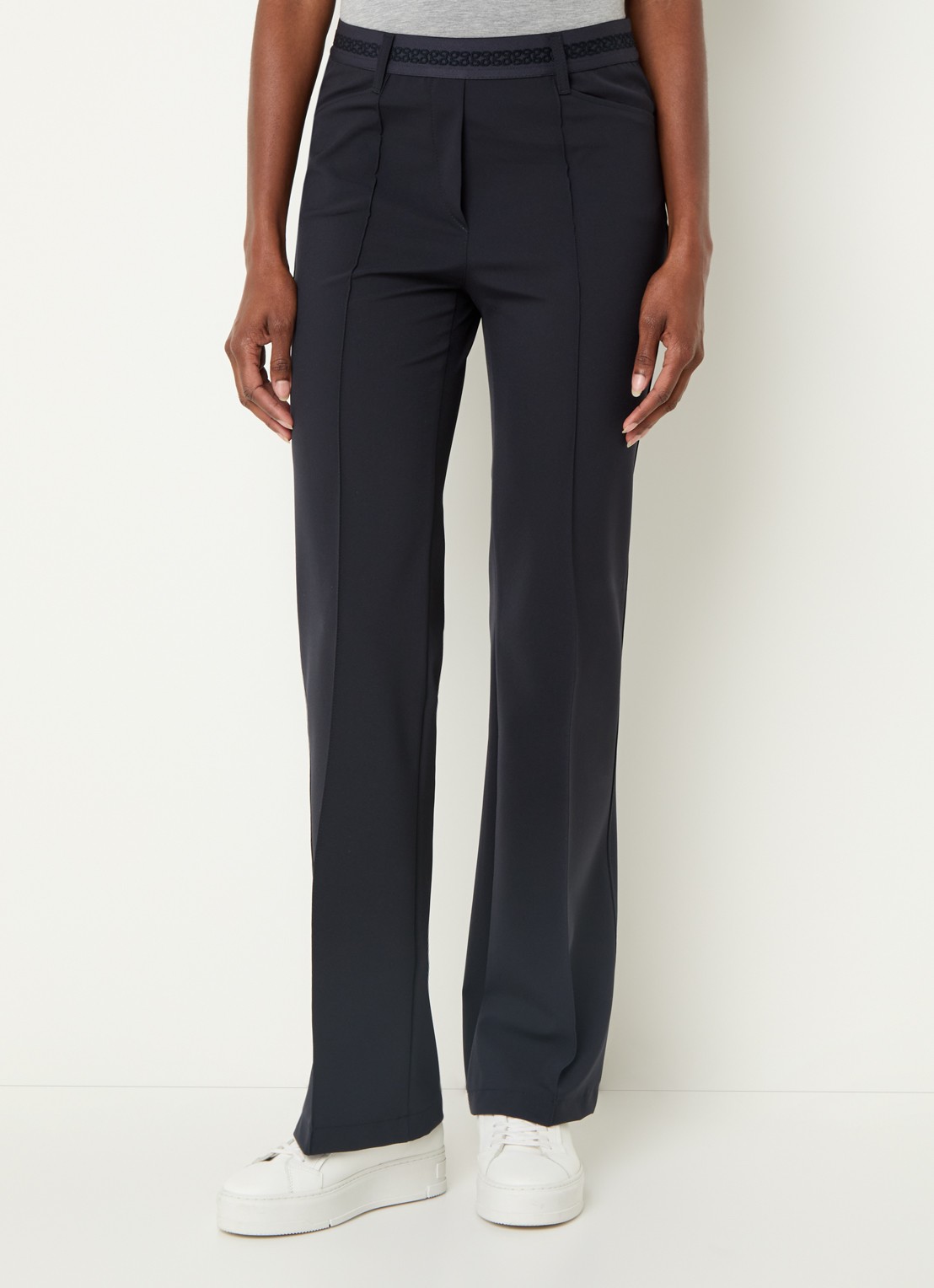 Gardeur Zilla high waist slim fit broek met steekzakken - detail 2 donkerblauw