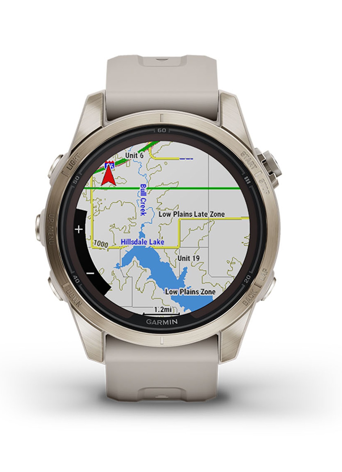 Garmin Fenix 7S Pro Solar horloge 42 mm met saffierglas - detail 6 goud