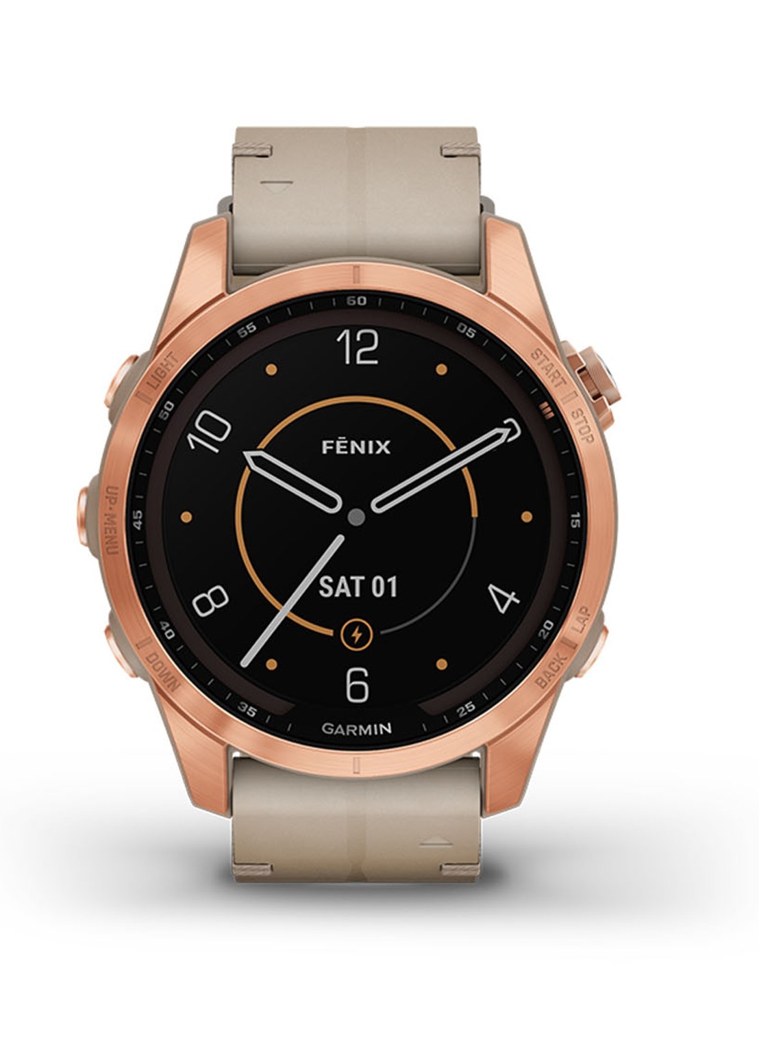Garmin Fenix 7S Sapphire Solar smartwatch 42 mm - voorkant 6 roségoud