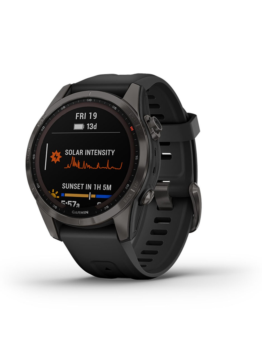 Garmin Fenix 7S Sapphire Solar smartwatch 42 mm - voorkant 2 antraciet