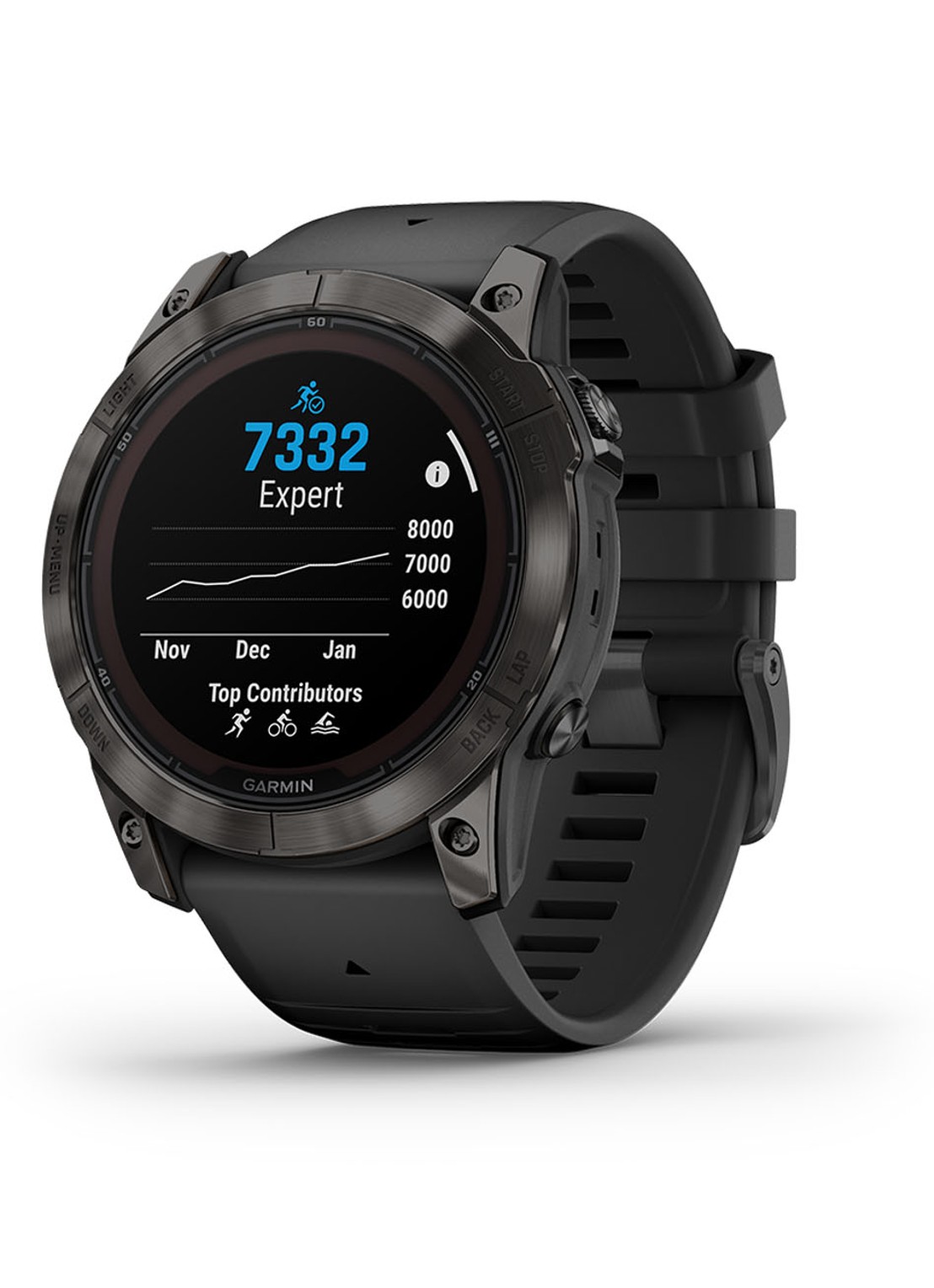 Garmin Fenix 7X Pro Sapphire Solar horloge 51 mm met saffierglas - voorkant 2 zwart