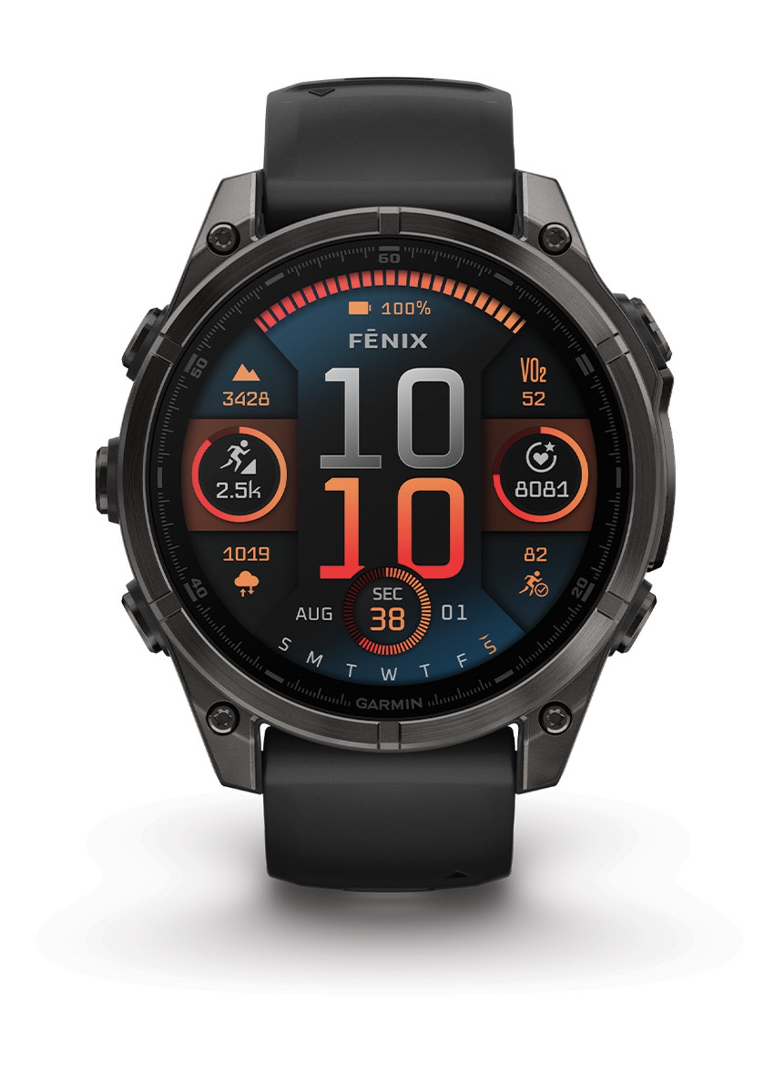 Garmin Fenix 8 47mm, AMOLED, saffier - voorkant zwart