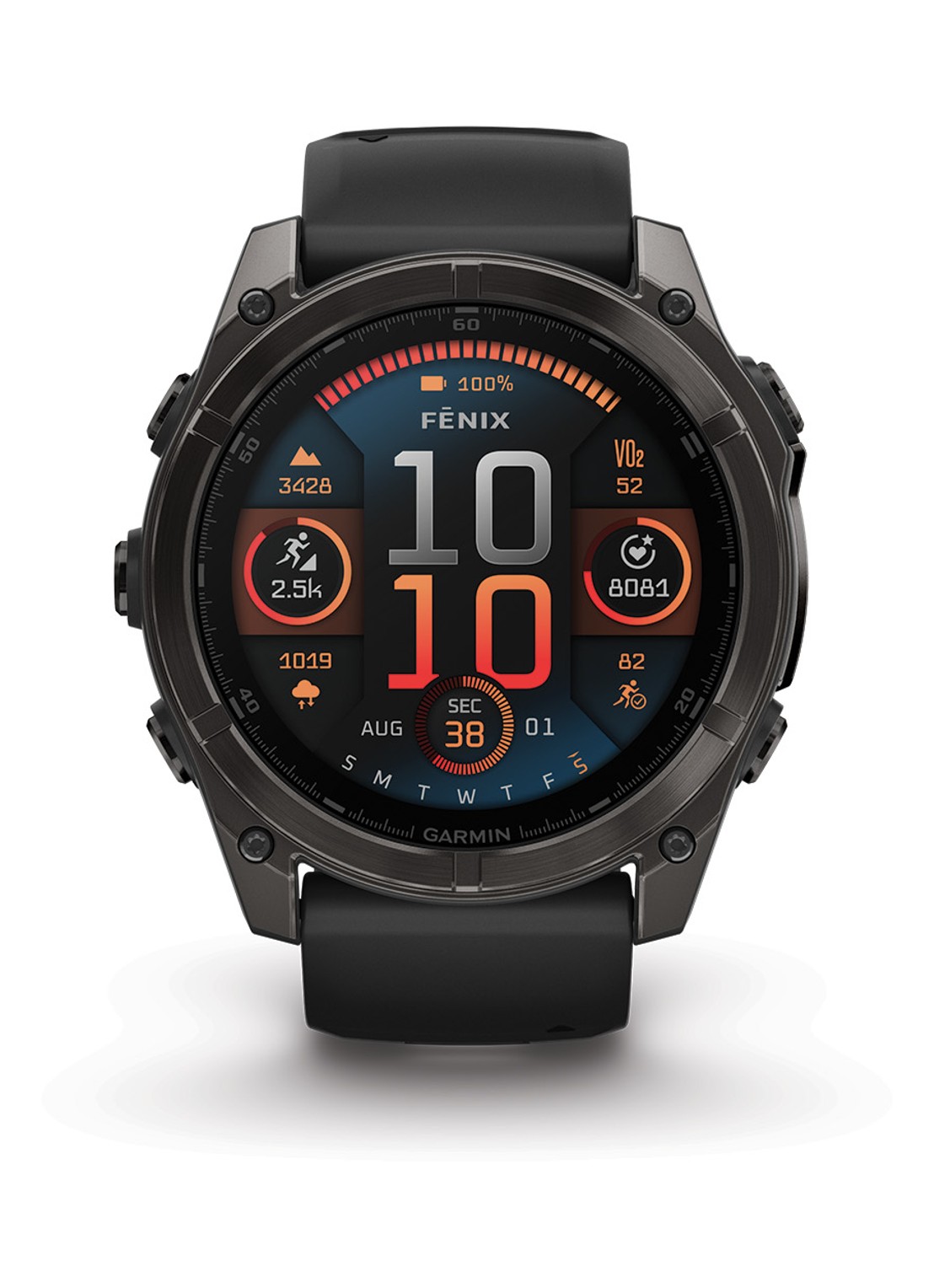 Garmin Fenix 8 51mm, AMOLED, saffier - voorkant zwart