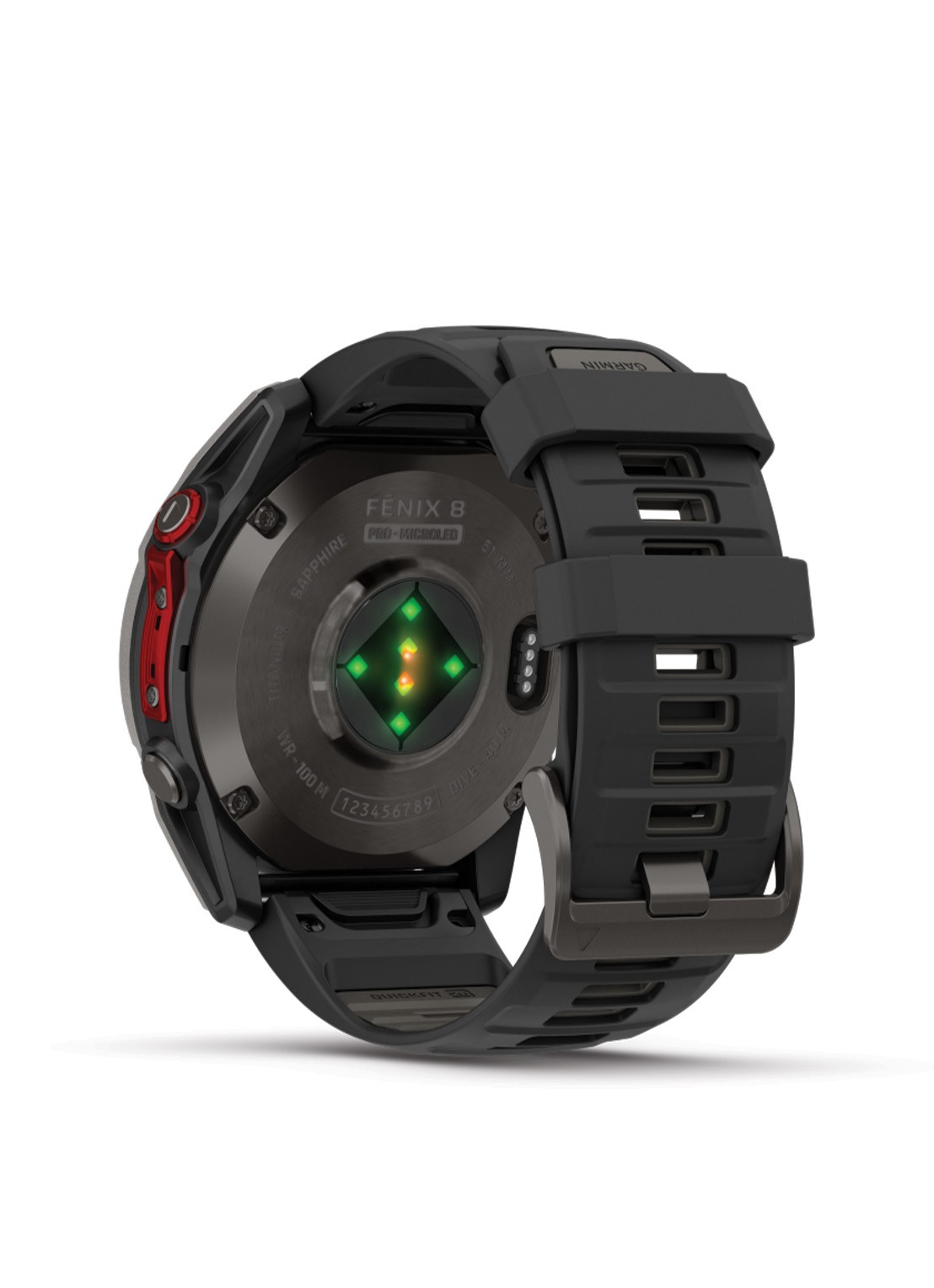 Garmin Fenix 8 Pro Microled LTE smartwatch 51 mm, Saffierglas, Titanium met siliconen band - detail 2 antraciet