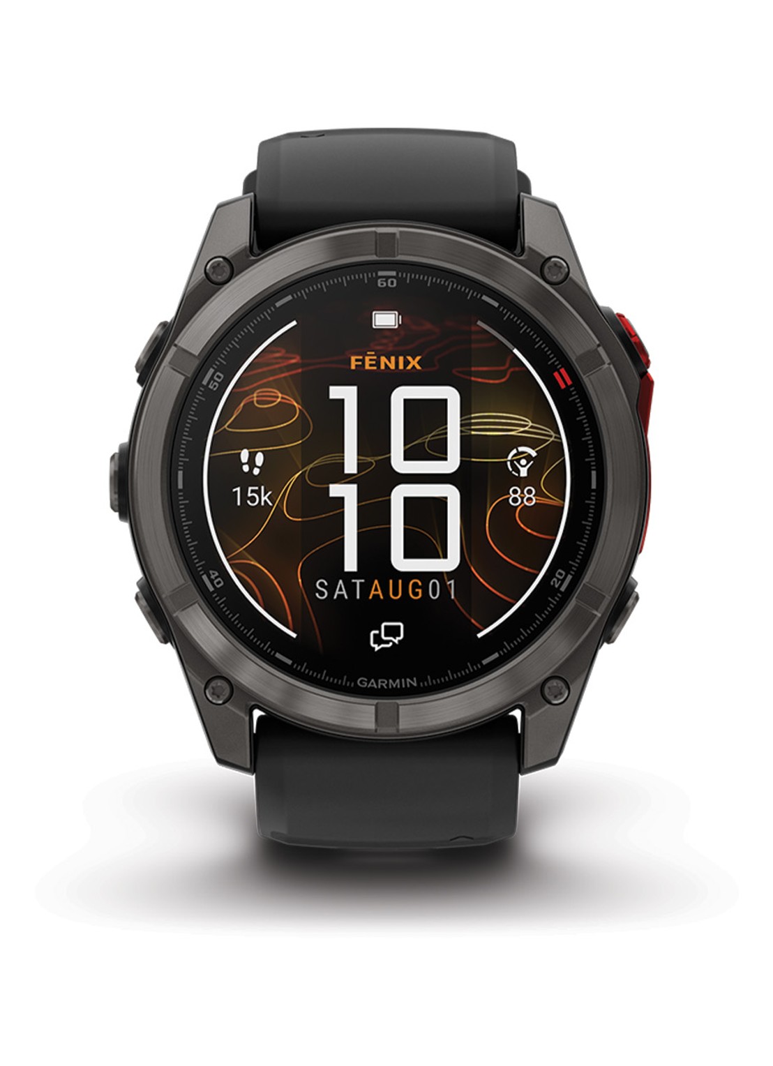 Garmin Fenix 8 Pro Microled LTE smartwatch 51 mm, Saffierglas, Titanium met siliconen band - voorkant 5 antraciet