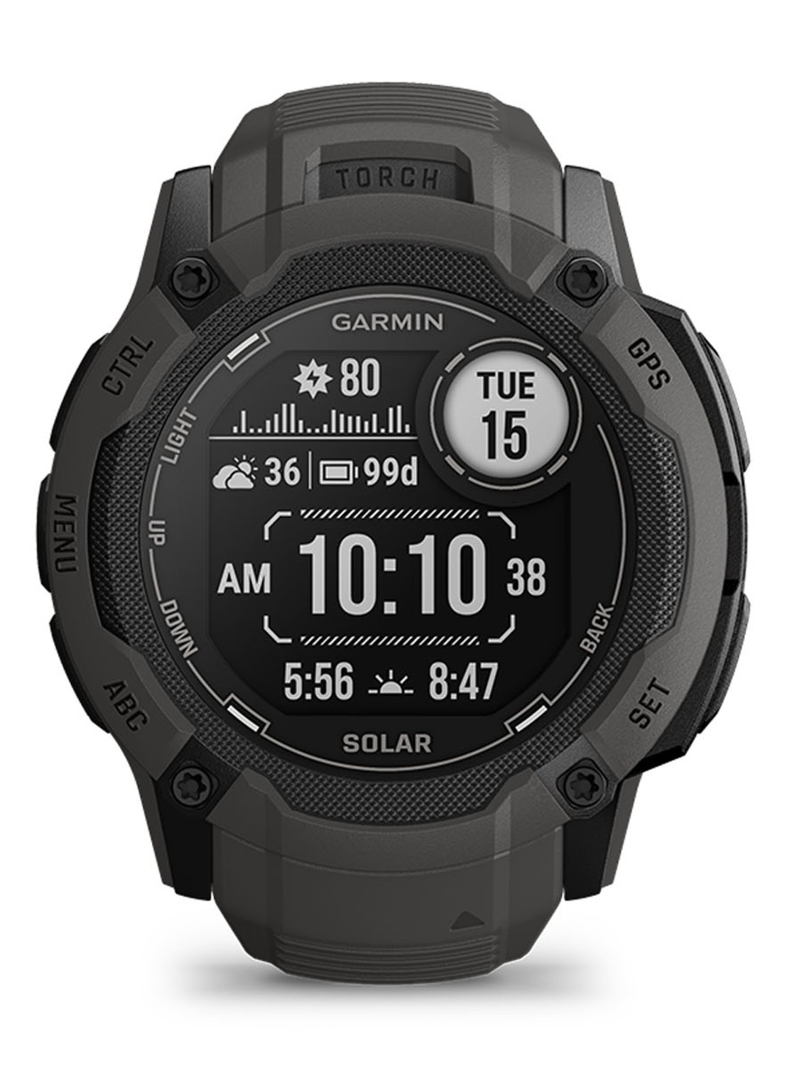 Garmin Instinct 2X Solar smartwatch 50 mm - voorkant zwart