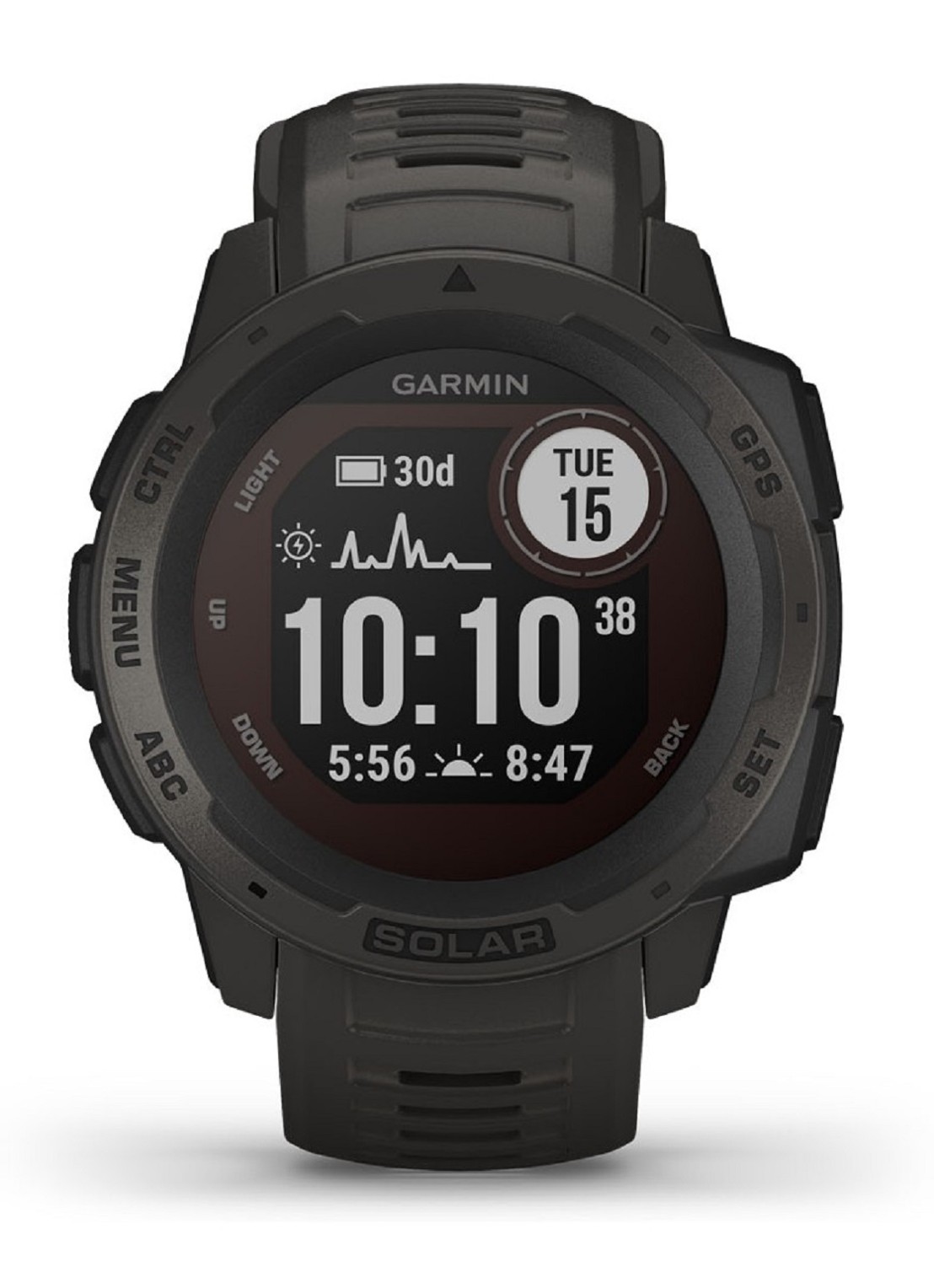 Garmin Instinct Solar smartwatch 45 mm - voorkant zwart