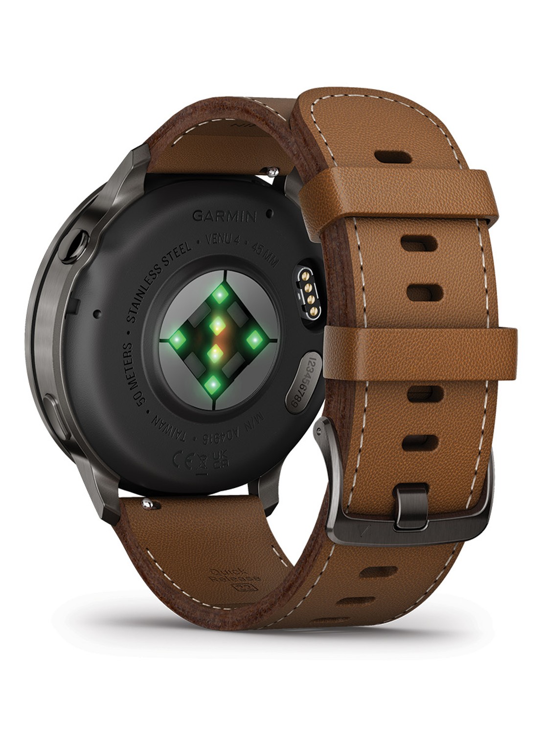 Garmin Venu 4 smartwatch 45 mm, met siliconen en lederen band - detail 5 bruin