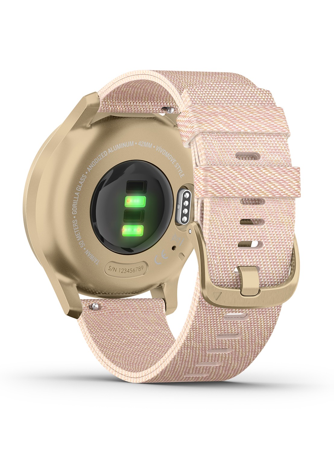 Garmin Vivomove Style hybride smartwatch 42 mm - detail lichtroze