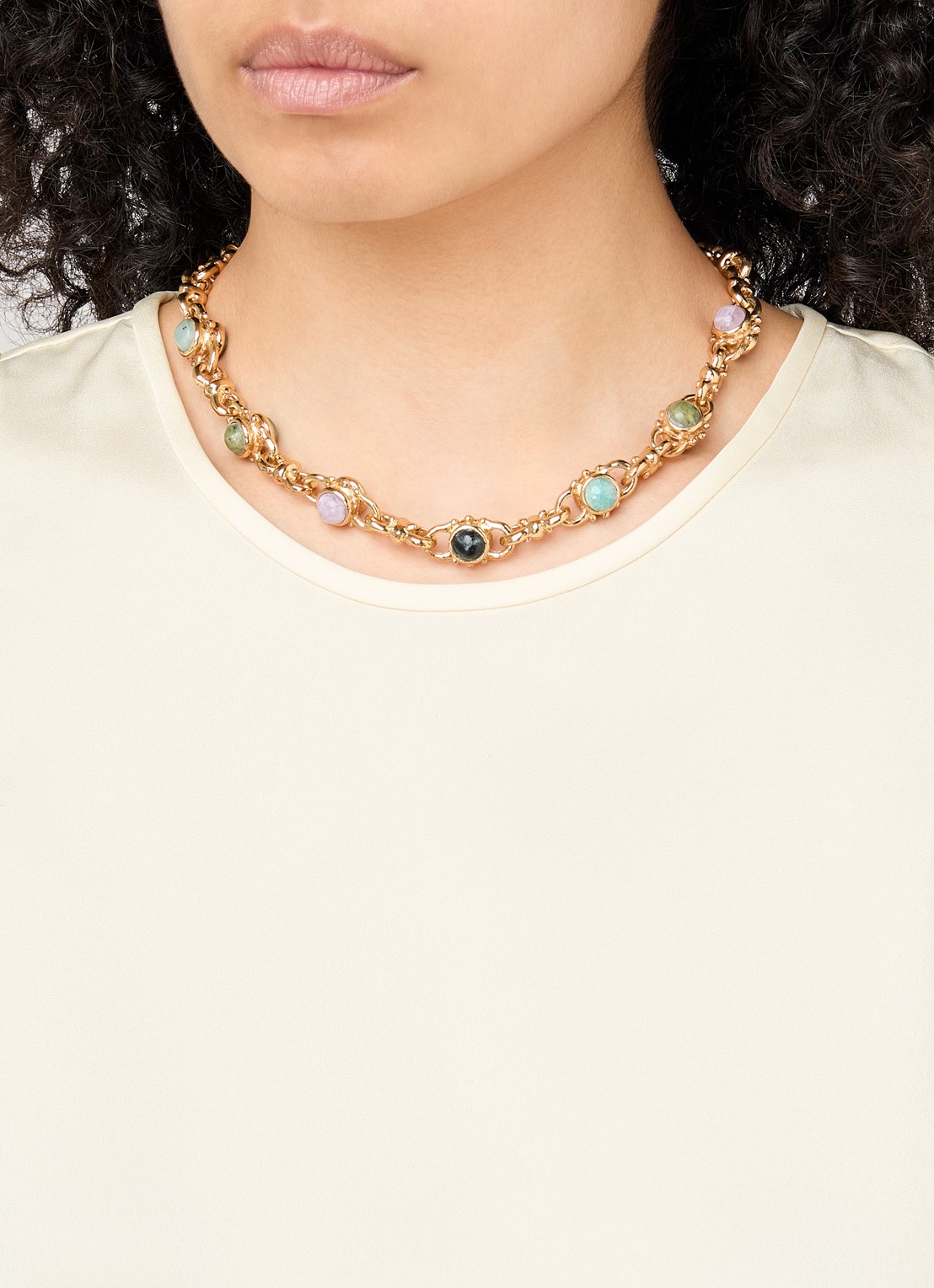 Gas Bijoux Amarante schakelketting verguld - voorkant 5 multicolor