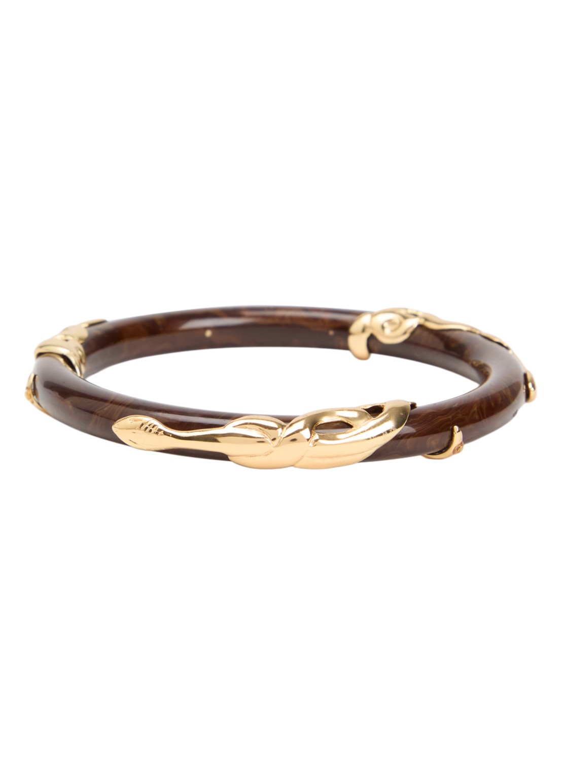 Gas Bijoux Cobra bangle verguld  - voorkant bruin