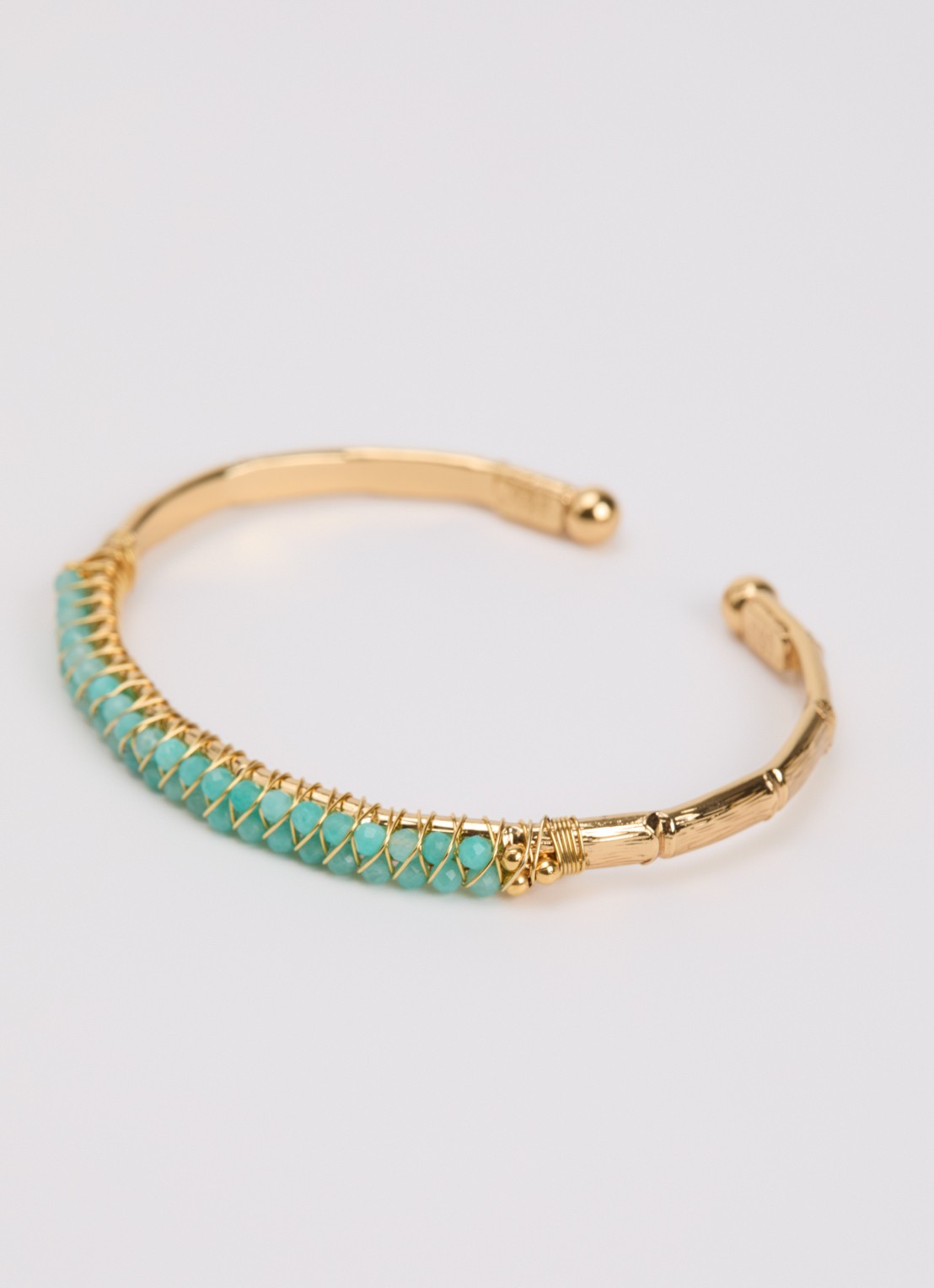 Gas Bijoux Lyre bangle verguld - detail groen