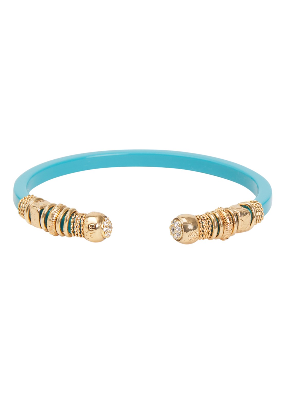 Gas Bijoux Sari bangle verguld - voorkant 3 turquoise