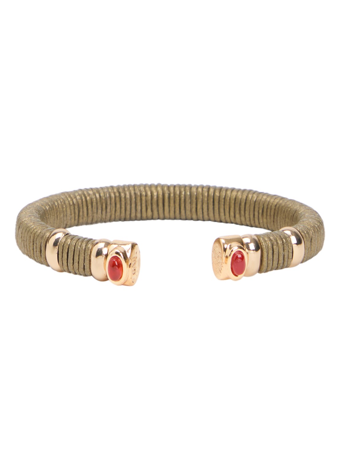 Gas Bijoux Sari bangle verguld - voorkant 2 legergroen