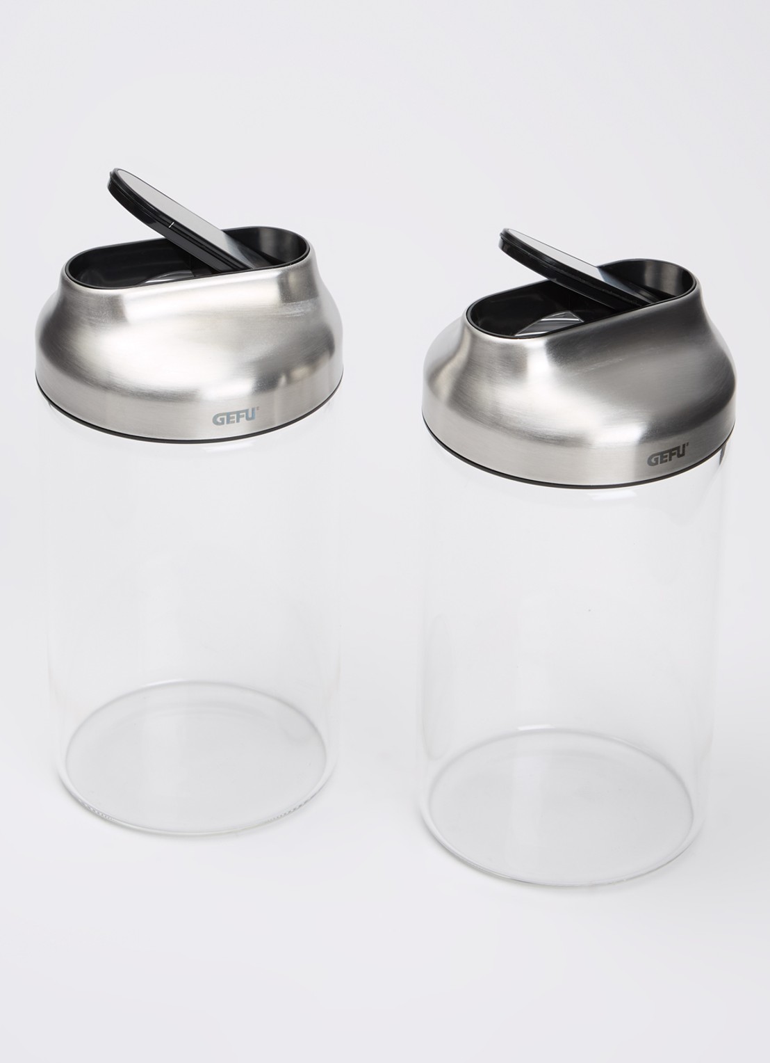 GEFU Kippo vooraadpot 1 liter set van 2 - voorkant 2 transparant