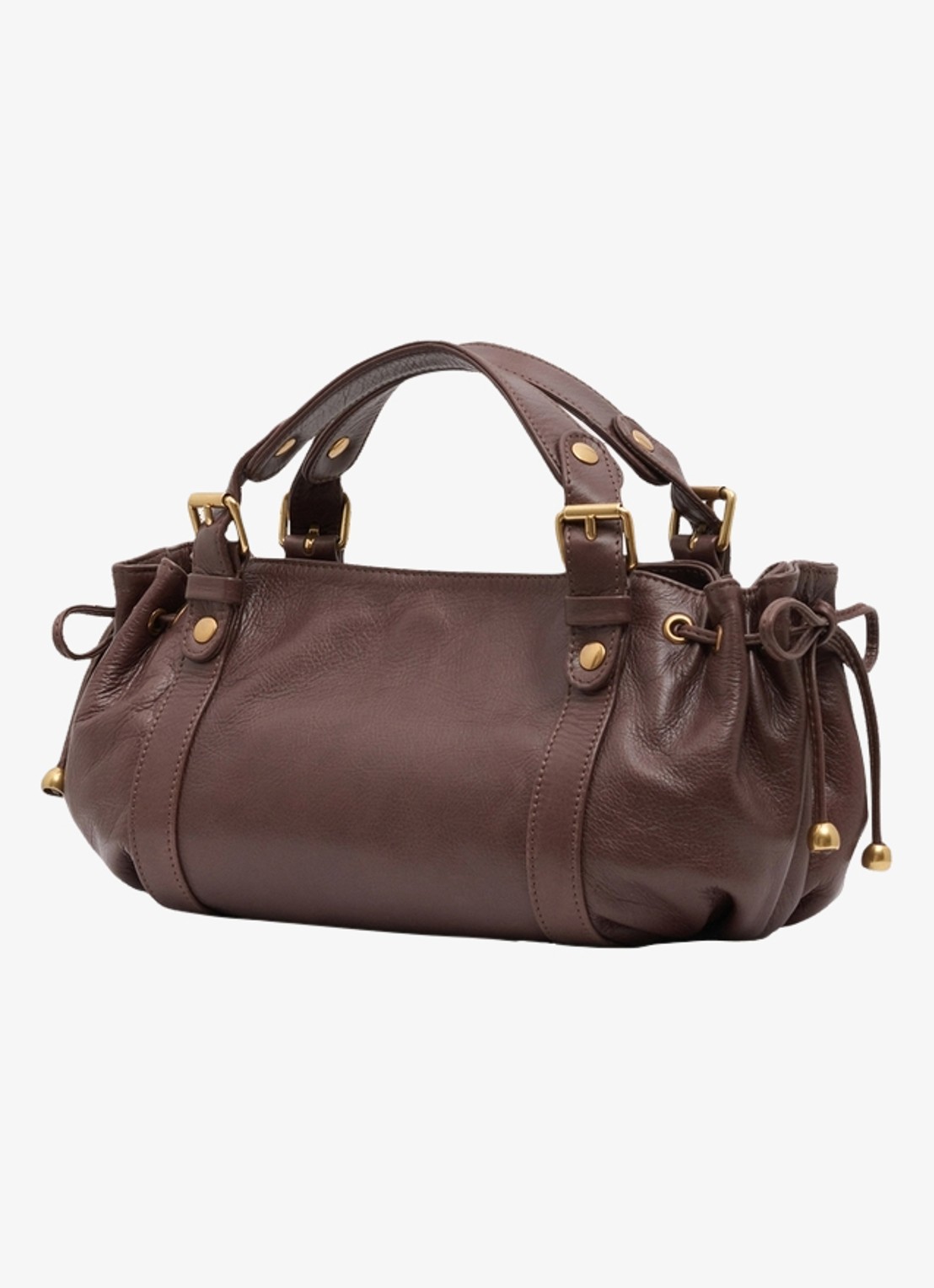 Gerard Darel 12 H mini handtas van leer - detail 2 kastanjebruin