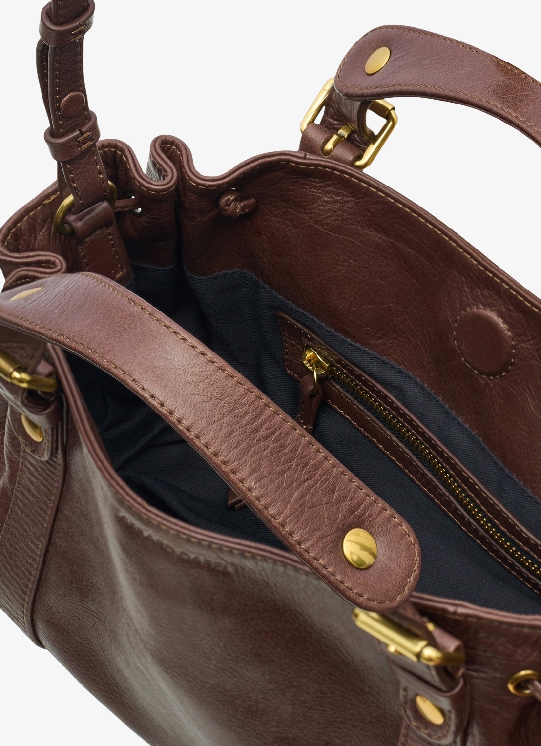 Gerard Darel 12 H mini handtas van leer - detail 3 kastanjebruin