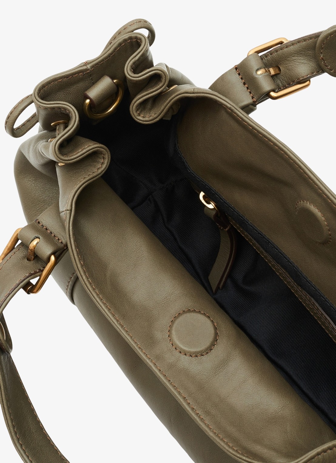 Gerard Darel 12H mini handtas van leer met afneembare schouderriem - detail 3 legergroen