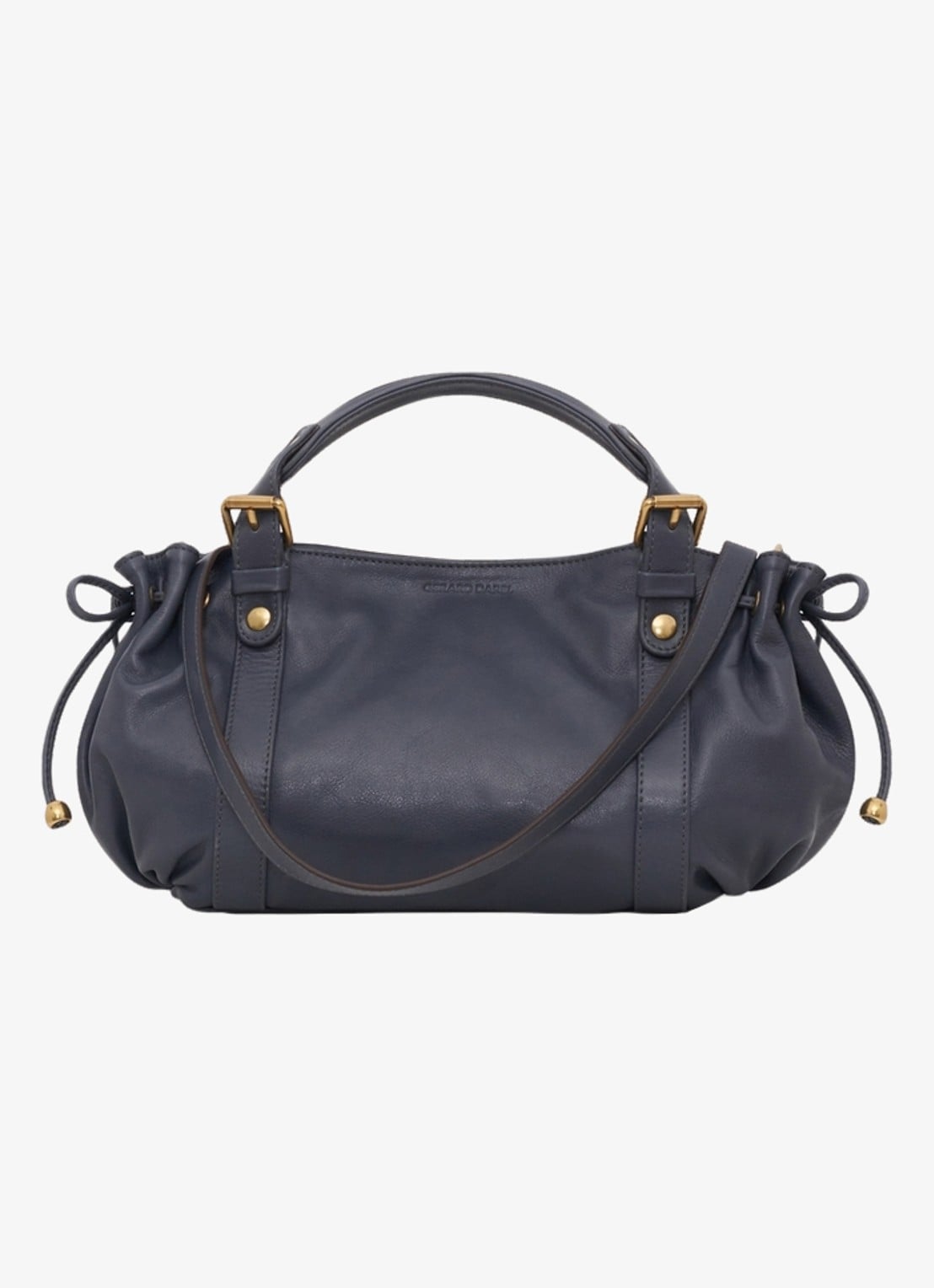 Gerard Darel 12H mini handtas van leer met afneembare schouderriem - voorkant 3 blauwgrijs