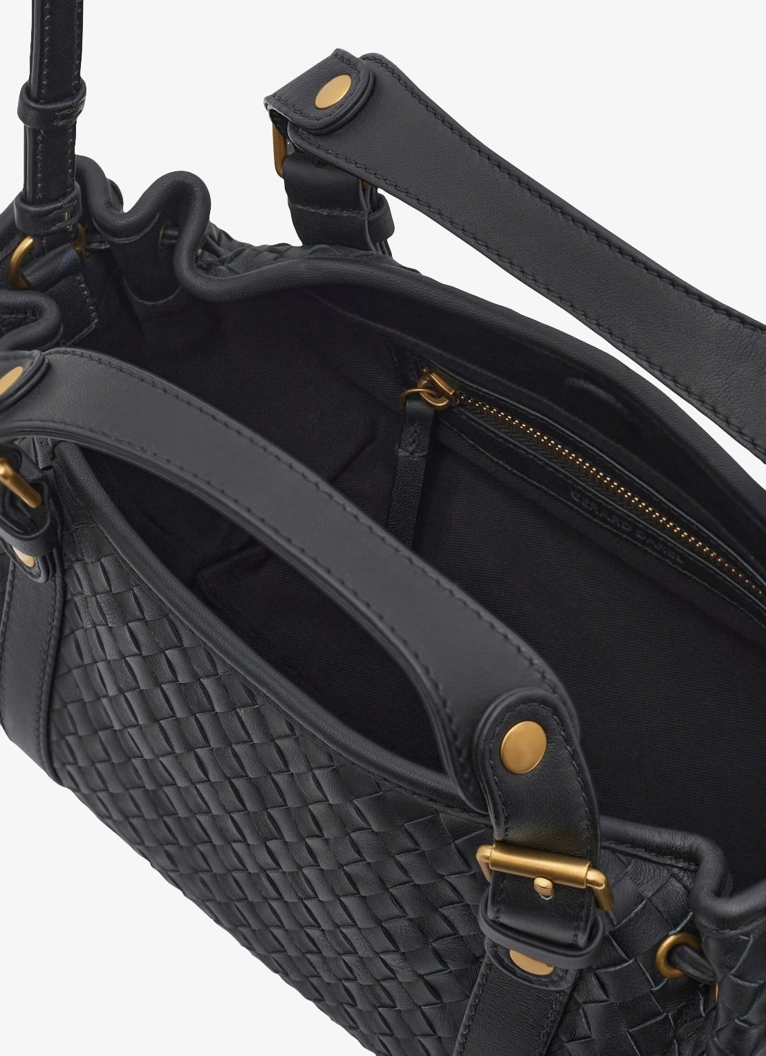 Gerard Darel 12H mini handtas van leer met gevlochten details - detail 3 zwart