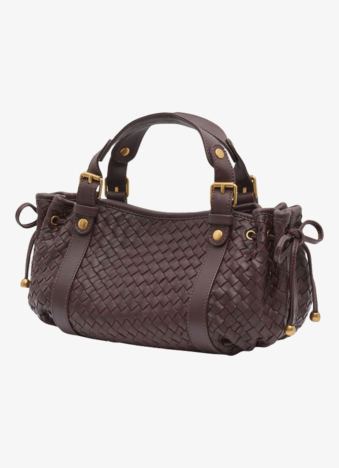 Gerard Darel 12H mini handtas van leer met geweven details - detail donkerrood