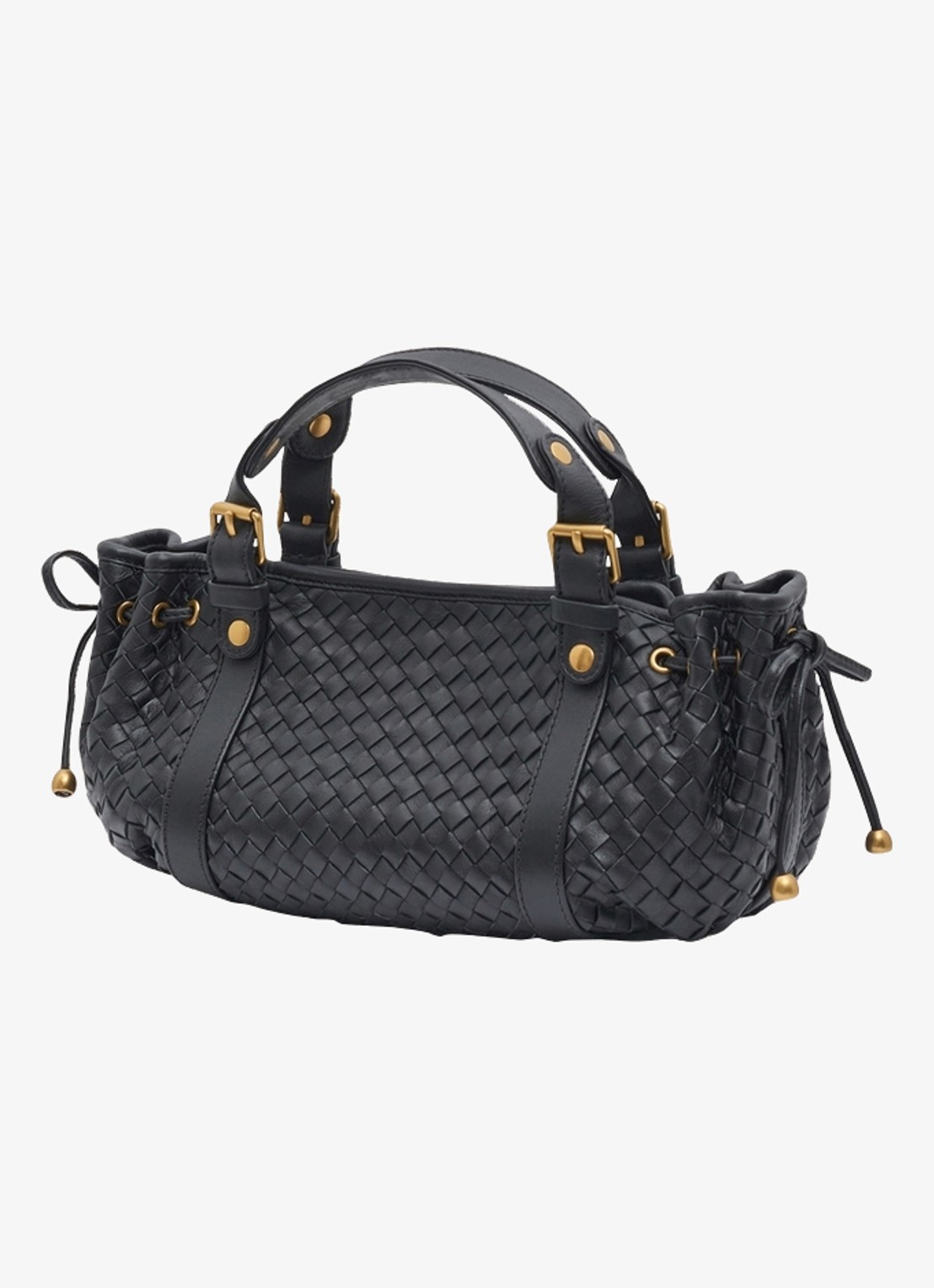 Gerard Darel 12H mini handtas van leer met geweven details - detail 2 zwart