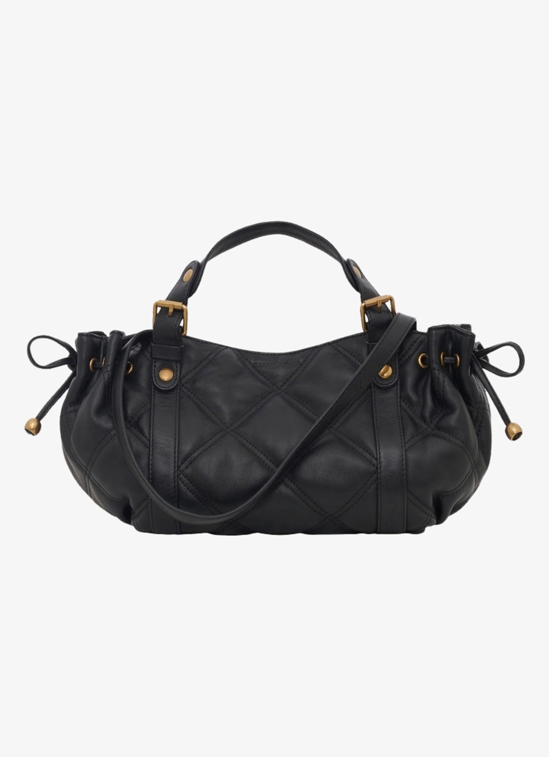 Gerard Darel 12H mini handtas van quilted leer  - voorkant 3 zwart
