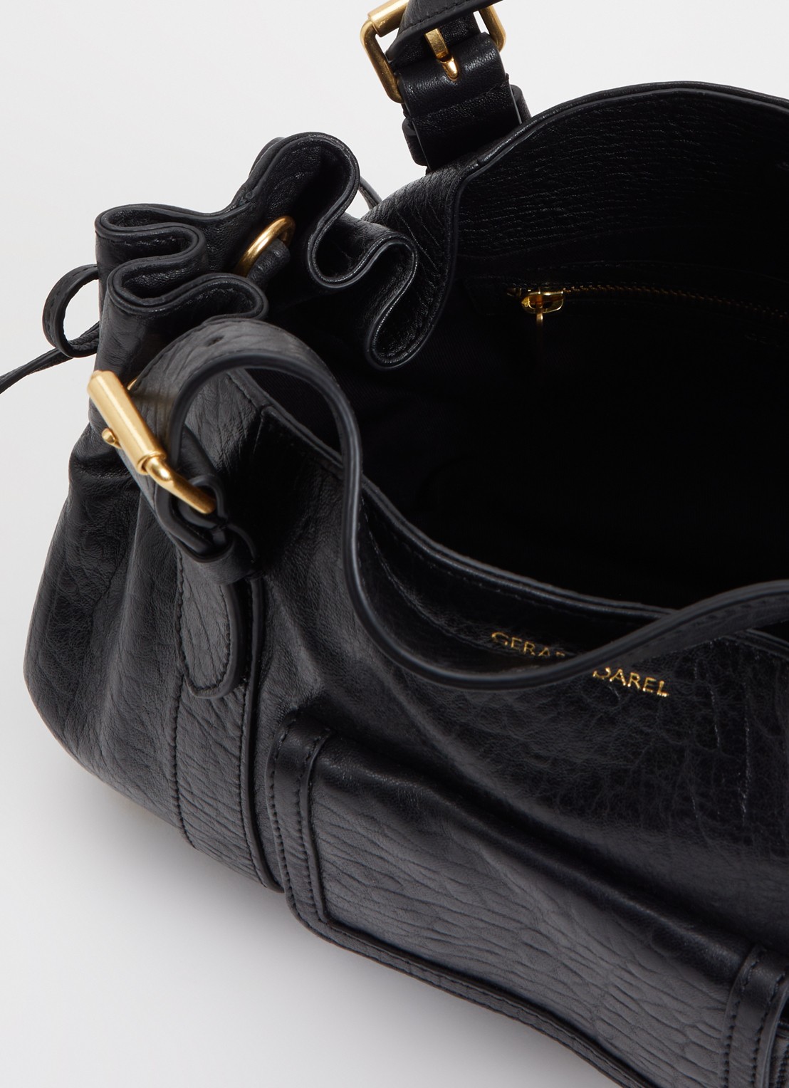 Gerard Darel 18H handtas van leer met afneembare schouderriem - detail zwart