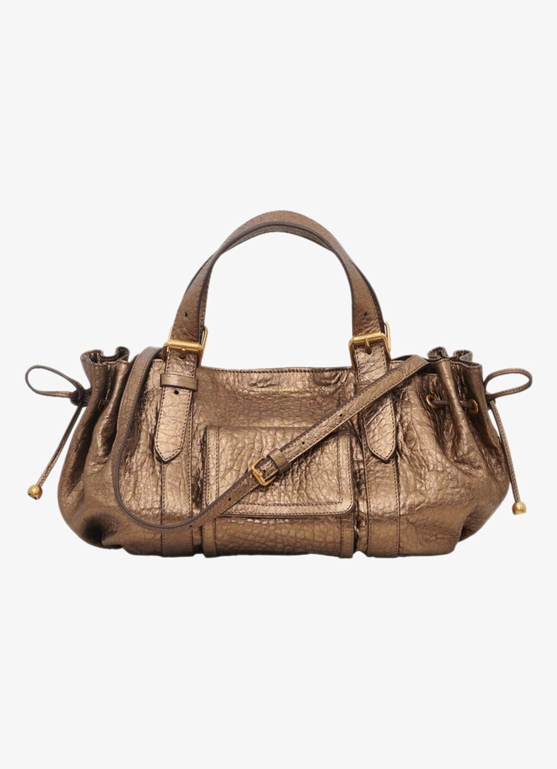 Gerard Darel 18H handtas van pebbled leer - voorkant 3 goud