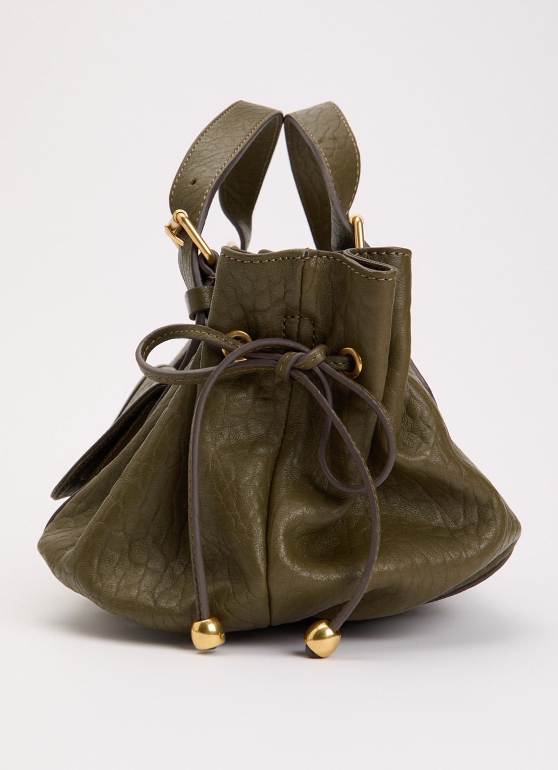 Gerard Darel 18H handtas van schapenleer met afneembare schouderriem - detail 2 bronsgroen