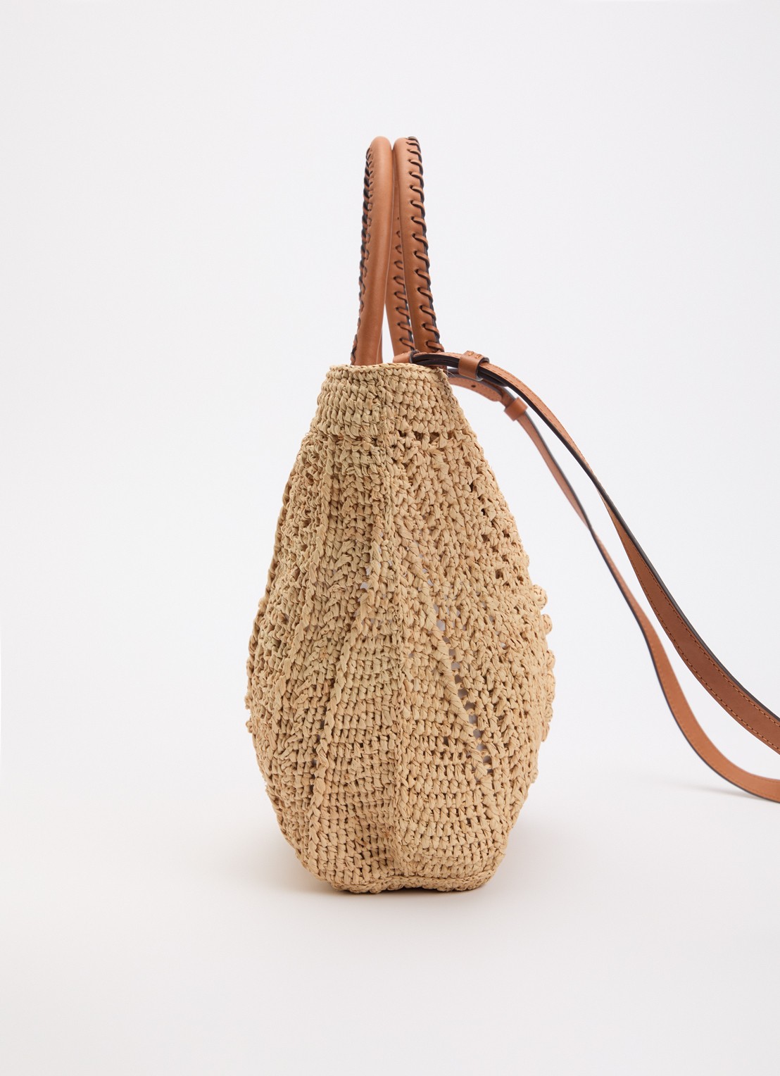 Gerard Darel 18H schoudertas van raffia met leren details - detail 4 zand