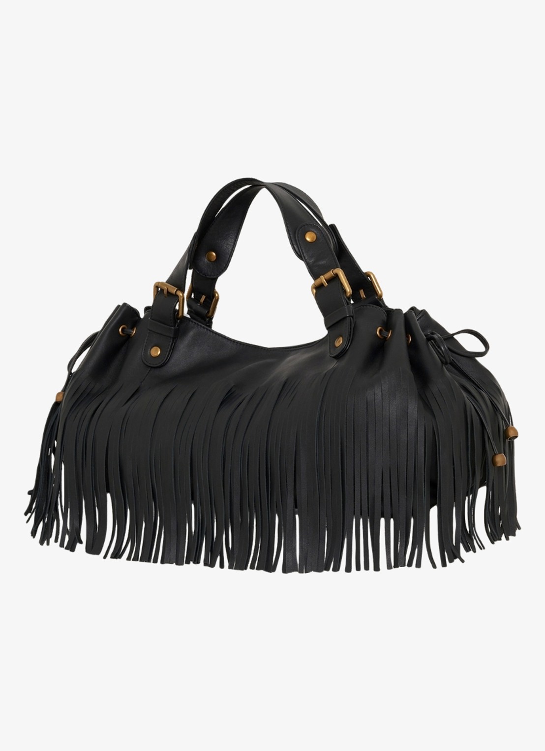 Gerard Darel 24 H handtas van leer met franjes - detail 2 zwart