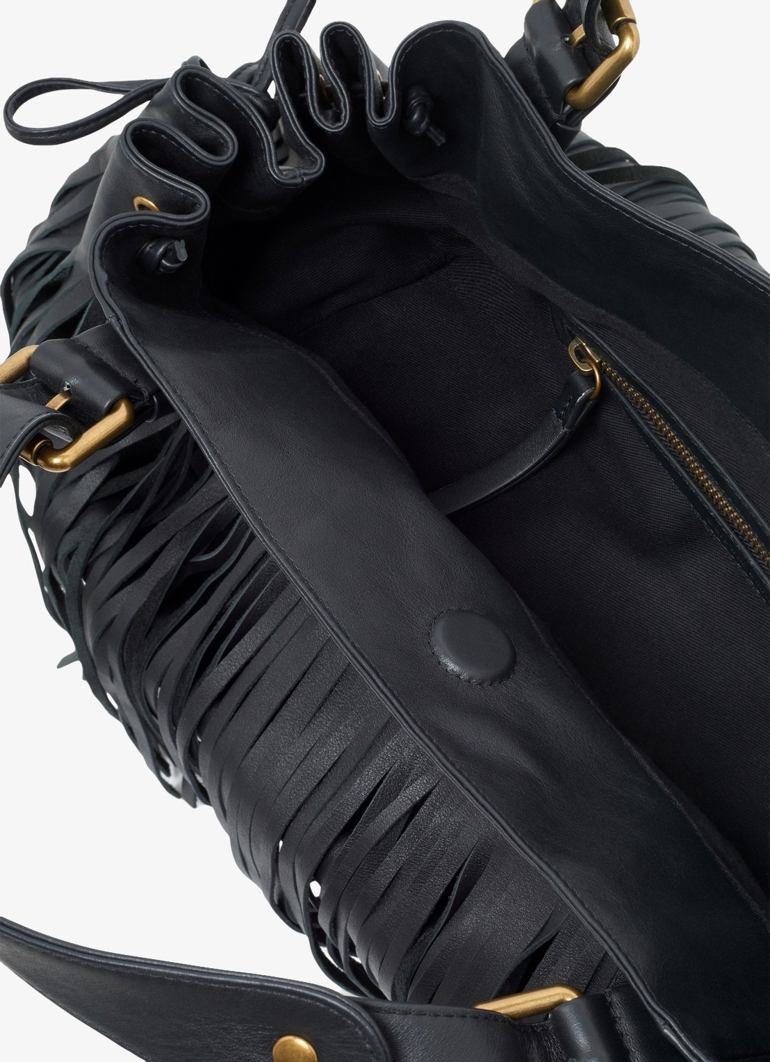 Gerard Darel 24 H handtas van leer met franjes - detail 3 zwart