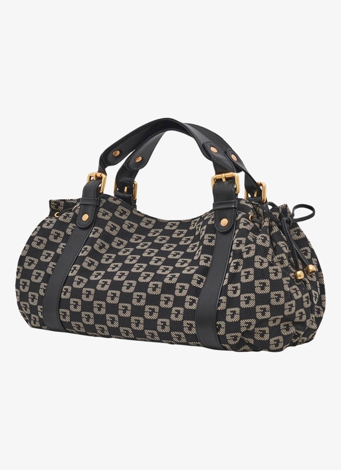 Gerard Darel 24H handtas van canvas met jacquard dessin - detail zwart