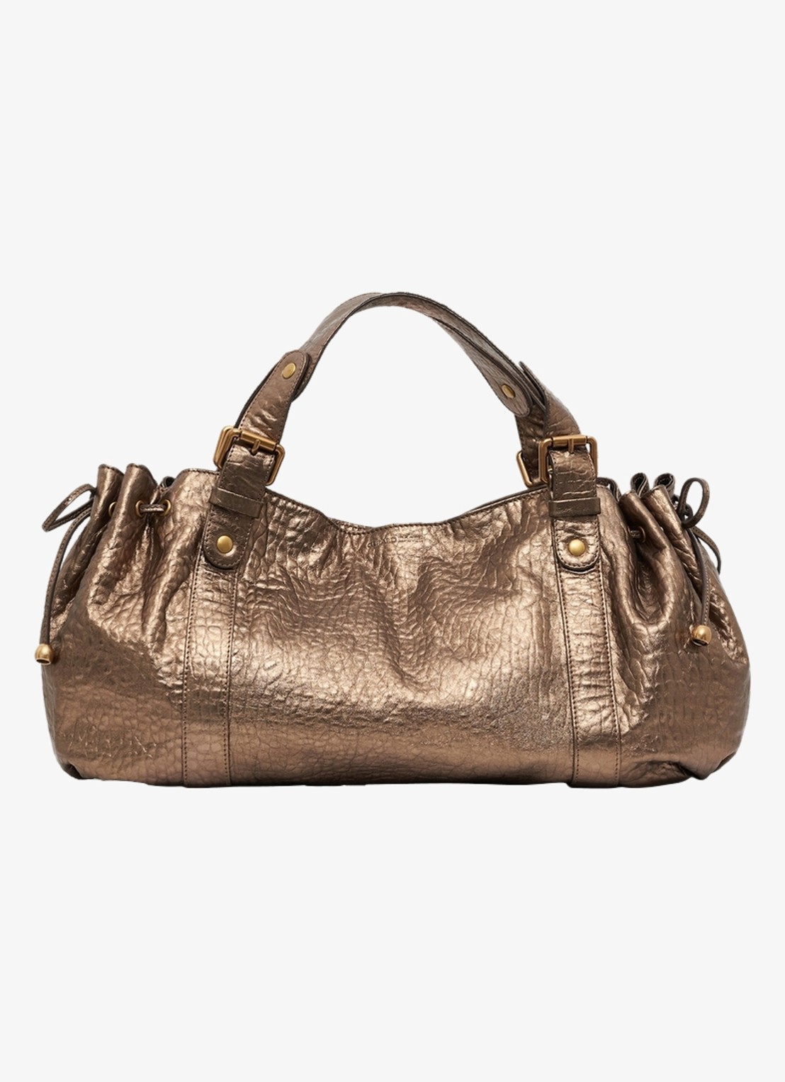 Gerard Darel 24H handtas van gebubbelt leer met metallic finish - voorkant goud