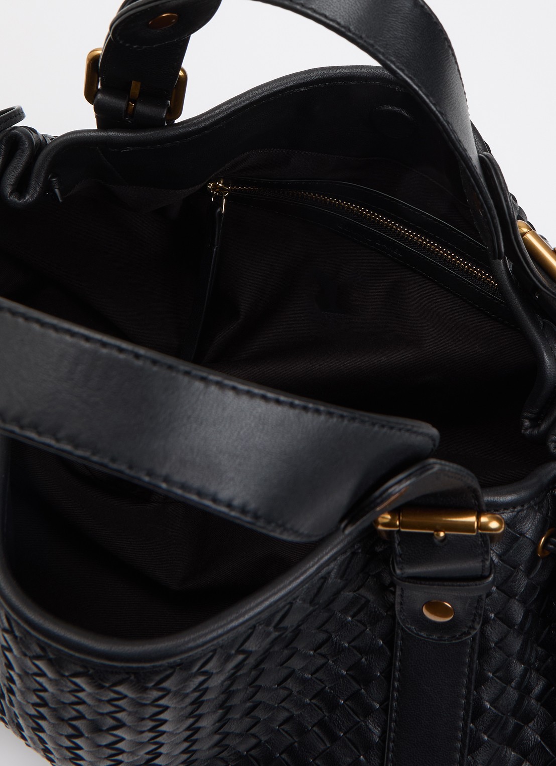 Gerard Darel 24H handtas van leer met gevlochten detail - detail 2 zwart