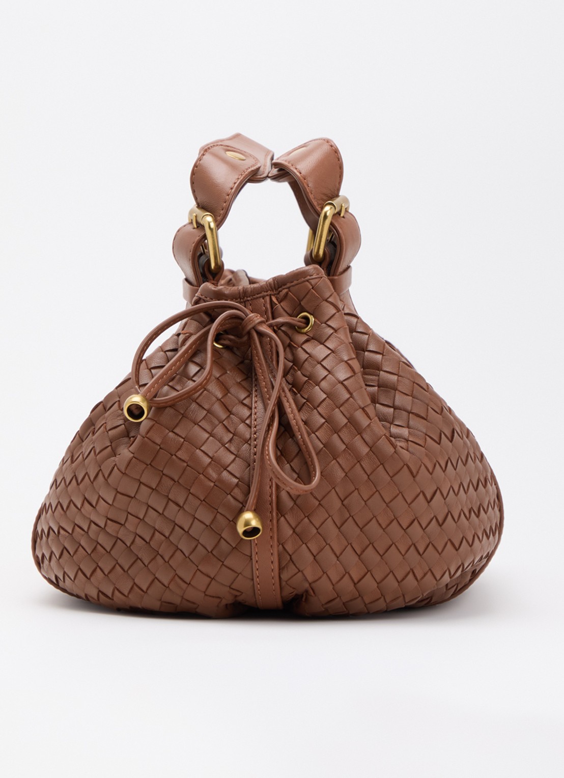 Gerard Darel 24H handtas van leer met gevlochten detail - detail 4 bruin