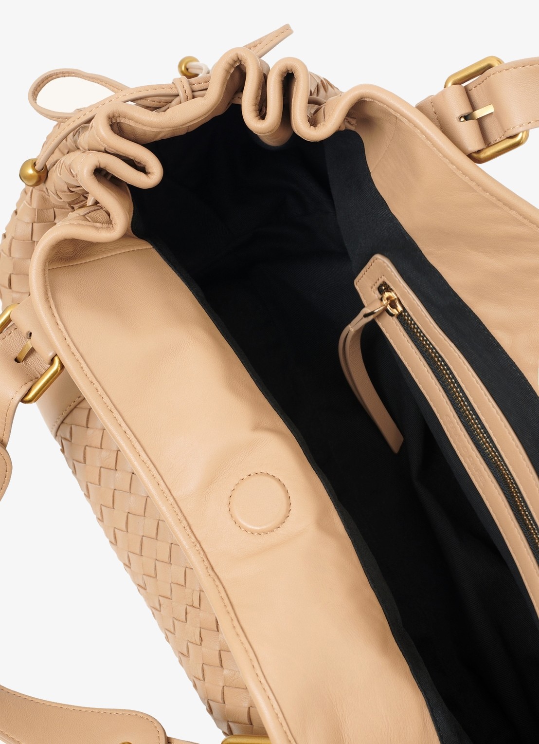 Gerard Darel 24H handtas van leer met gevlochten detail - detail 3 camel