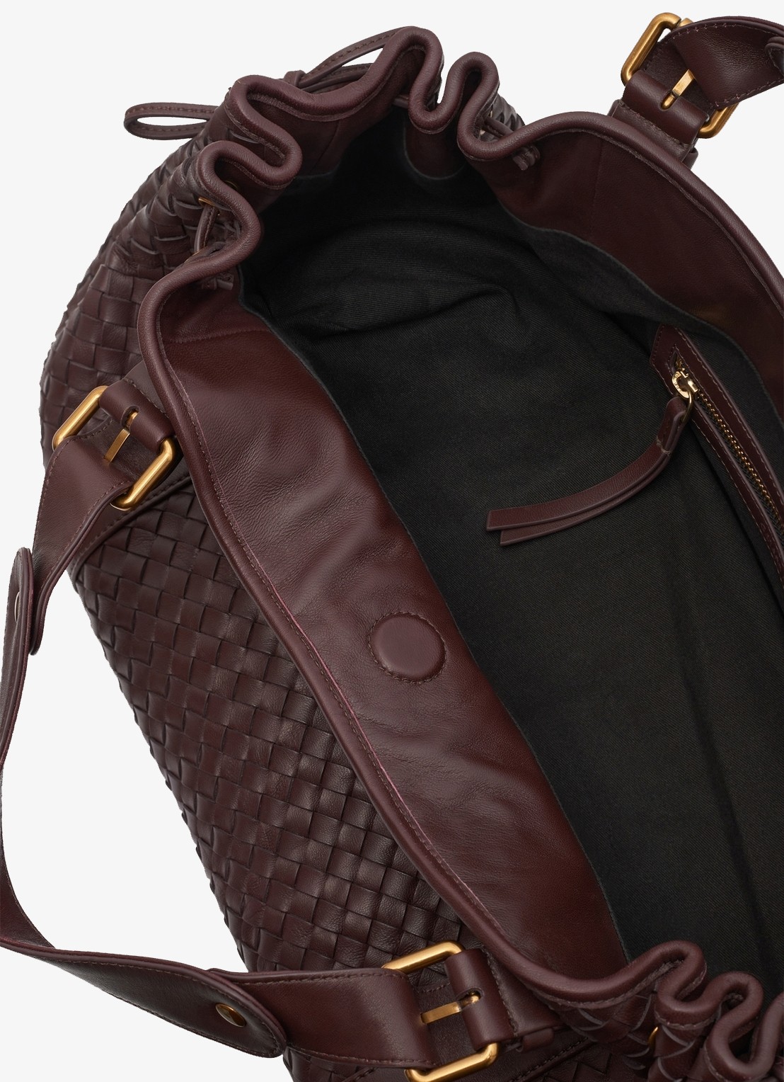 Gerard Darel 24H handtas van leer met geweven detail - detail 3 donkerrood