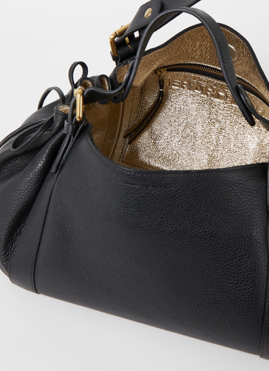 Gerard Darel 24H handtas van leer met kalfsleren details - detail 3 zwart