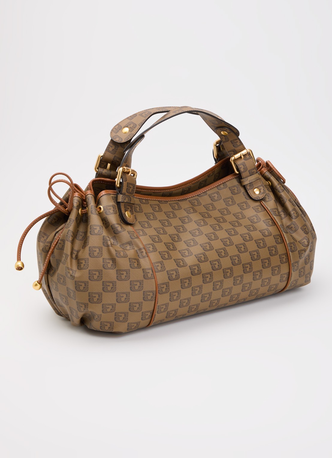 Gerard Darel 24H handtas van leer met logoprint  - achterkant 5 bruin